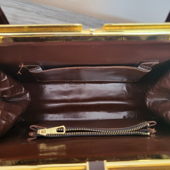 Vintage Two Tone Crocodile Leather Handbag Brown Cream Matching Wallet MCM - Picture 7 of 15